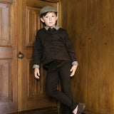 Home Garden Boys Single Breasted Blazer-Chocolate Brown