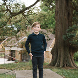 Boys Knit Polo-Navy