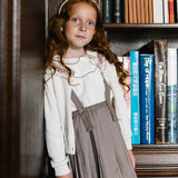 Knife Pleated Suspender Skirt-Misty Oat Heather