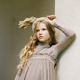 Embroidered Jumper Mockneck Set Lgirl-Misty Oat