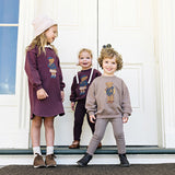 Varsity Bear Sweatshirt Set-Washed Brown