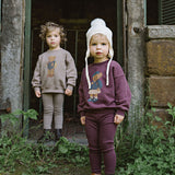 Bear Sweatshirt Set Girl-Washed Burgundy