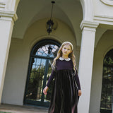 Embroidered Collar Maxi-Eggplant