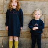 Plaid Detail Toddler Boys Sweatshirt-Navy