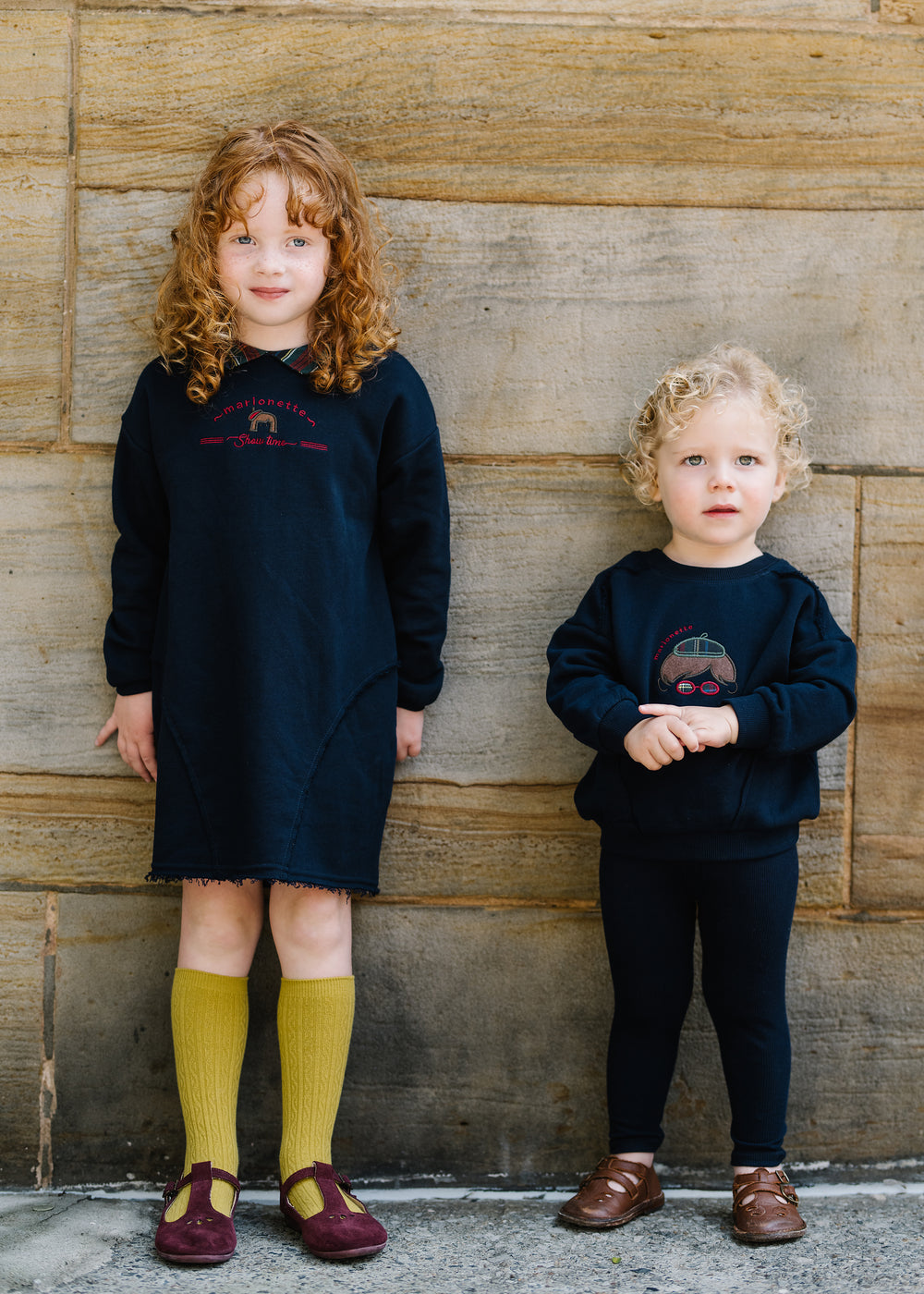 Plaid Detail Toddler Boys Sweatshirt-Navy