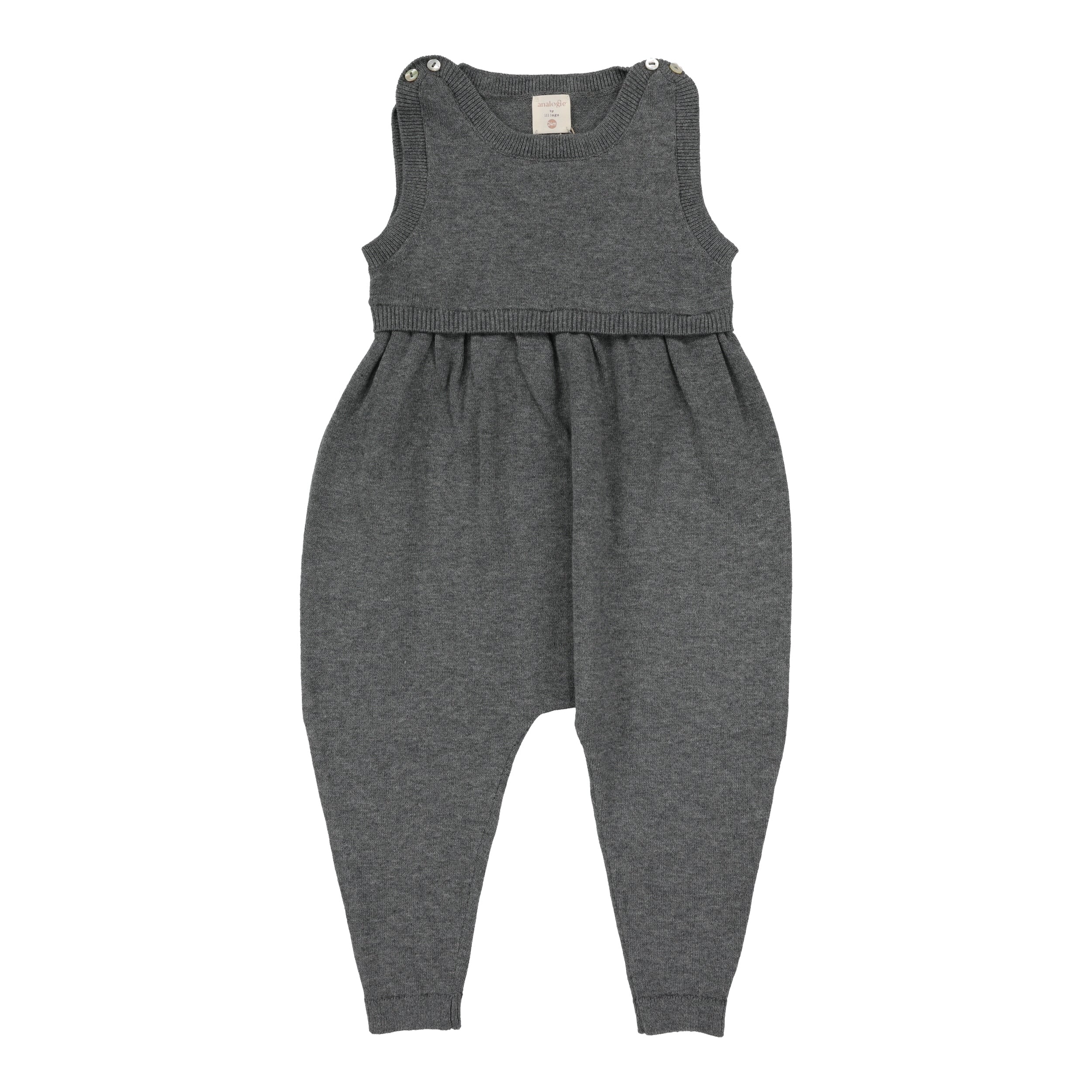 Knit Overalls-Mid Grey