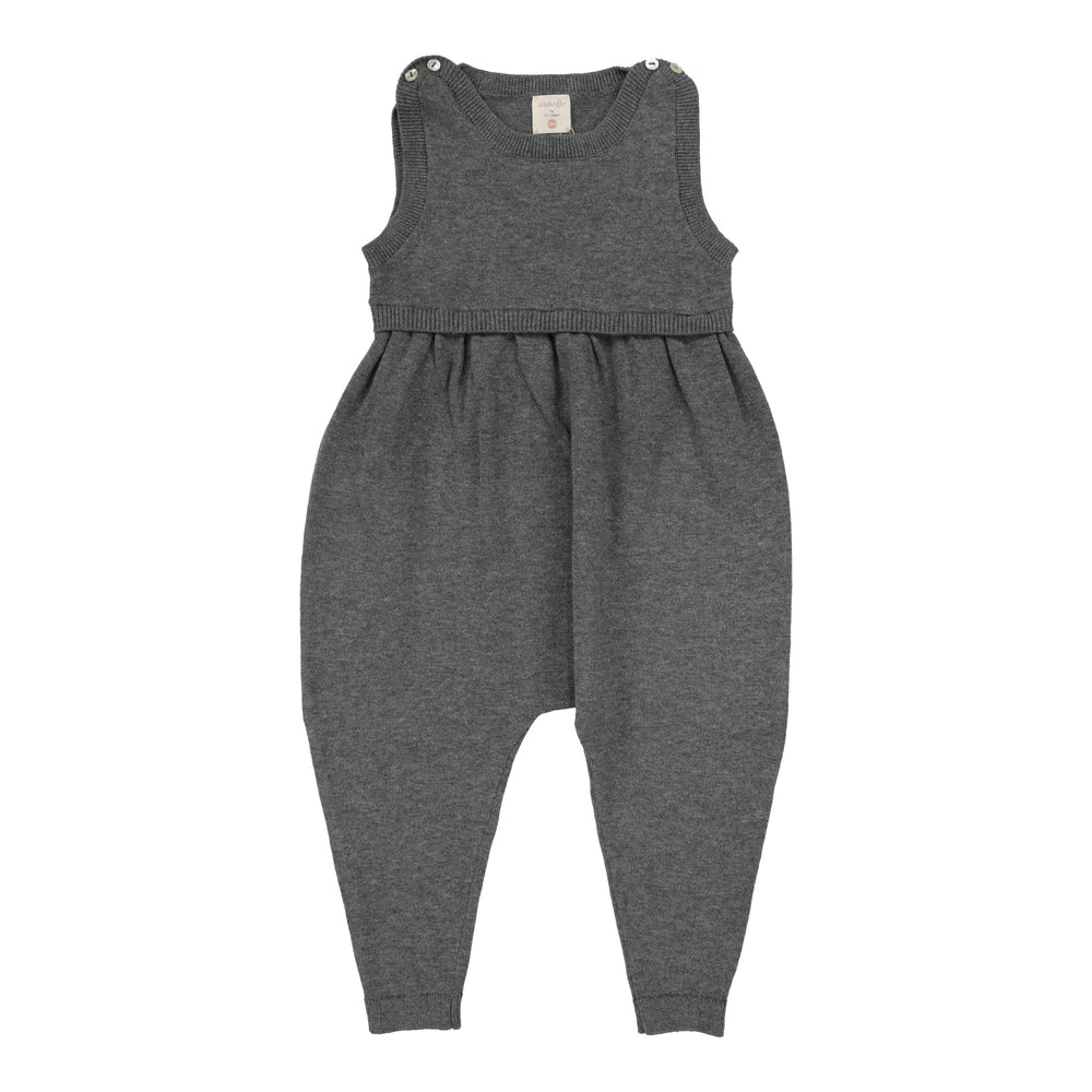Knit Overalls-Mid Grey