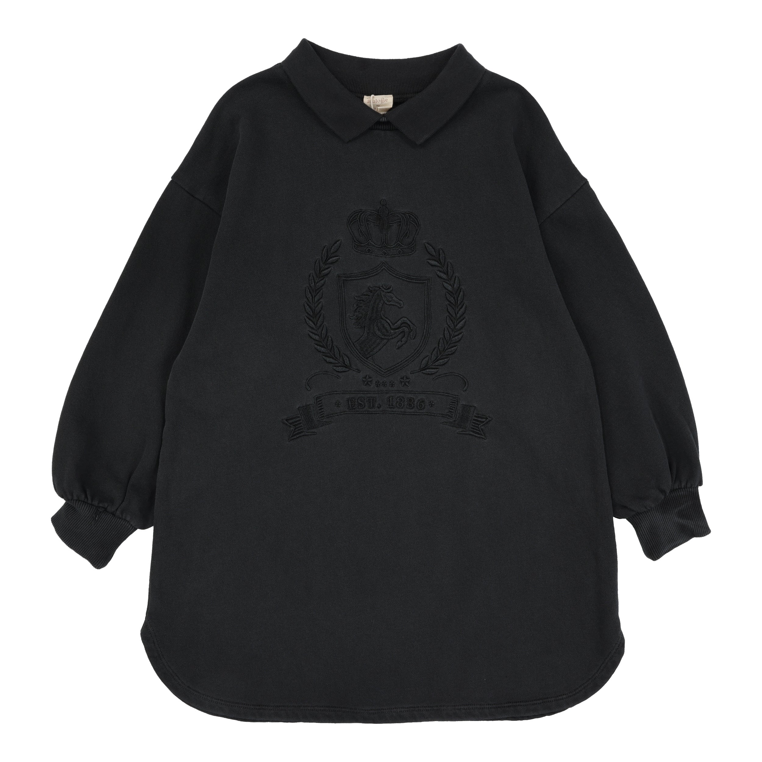 Emblem Sweatshirt Dress-Black Wash
