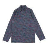 Floral Mockneck-Off Blue