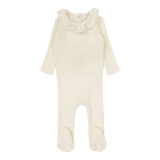 Fine Pointelle Collar Footie - Cream Ruffle