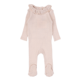 Fine Pointelle Collar Footie - Petal Ruffle