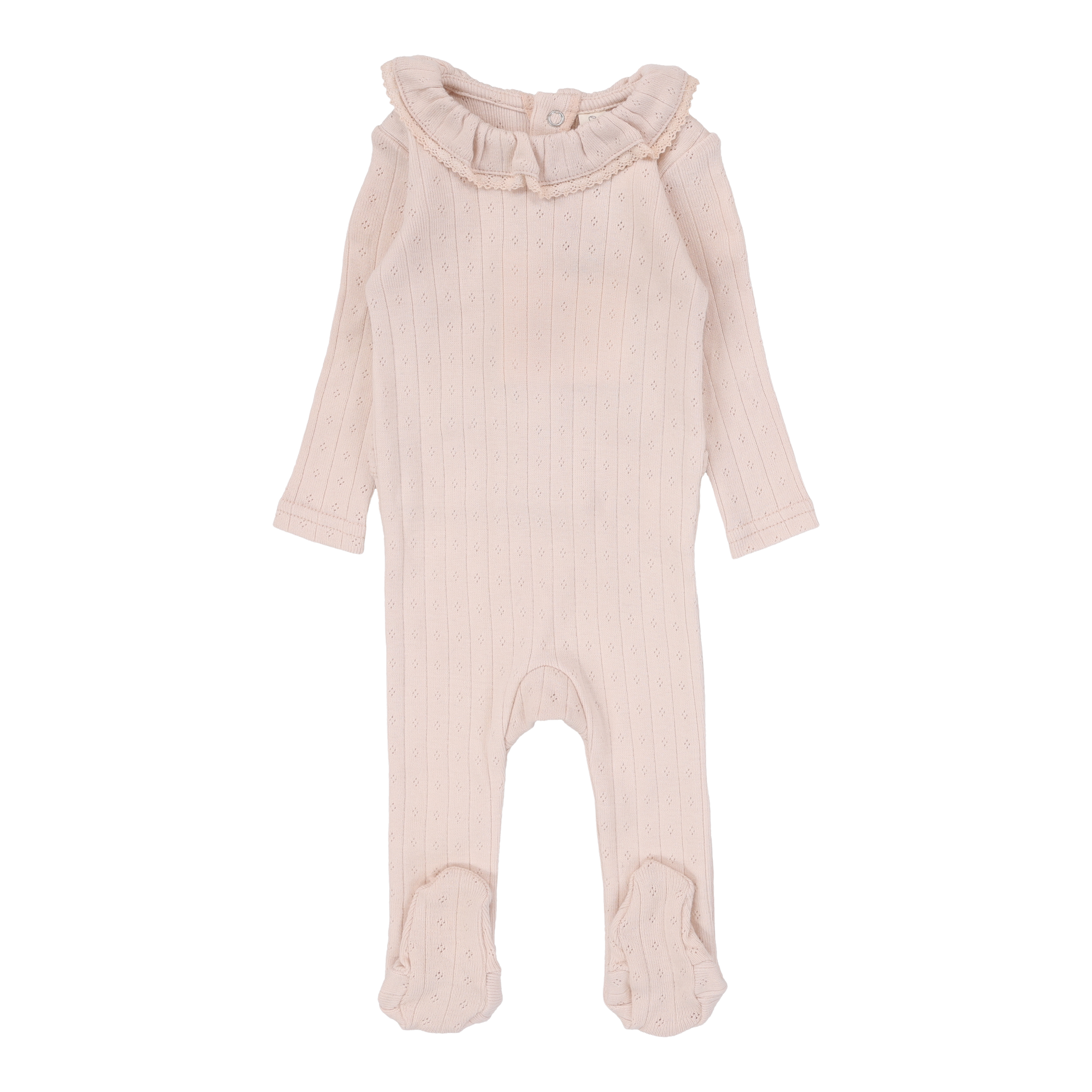 Fine Pointelle Collar Footie - Petal Ruffle