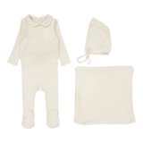 Fine Pointelle Collar Layette Set - Cream Peter Pan
