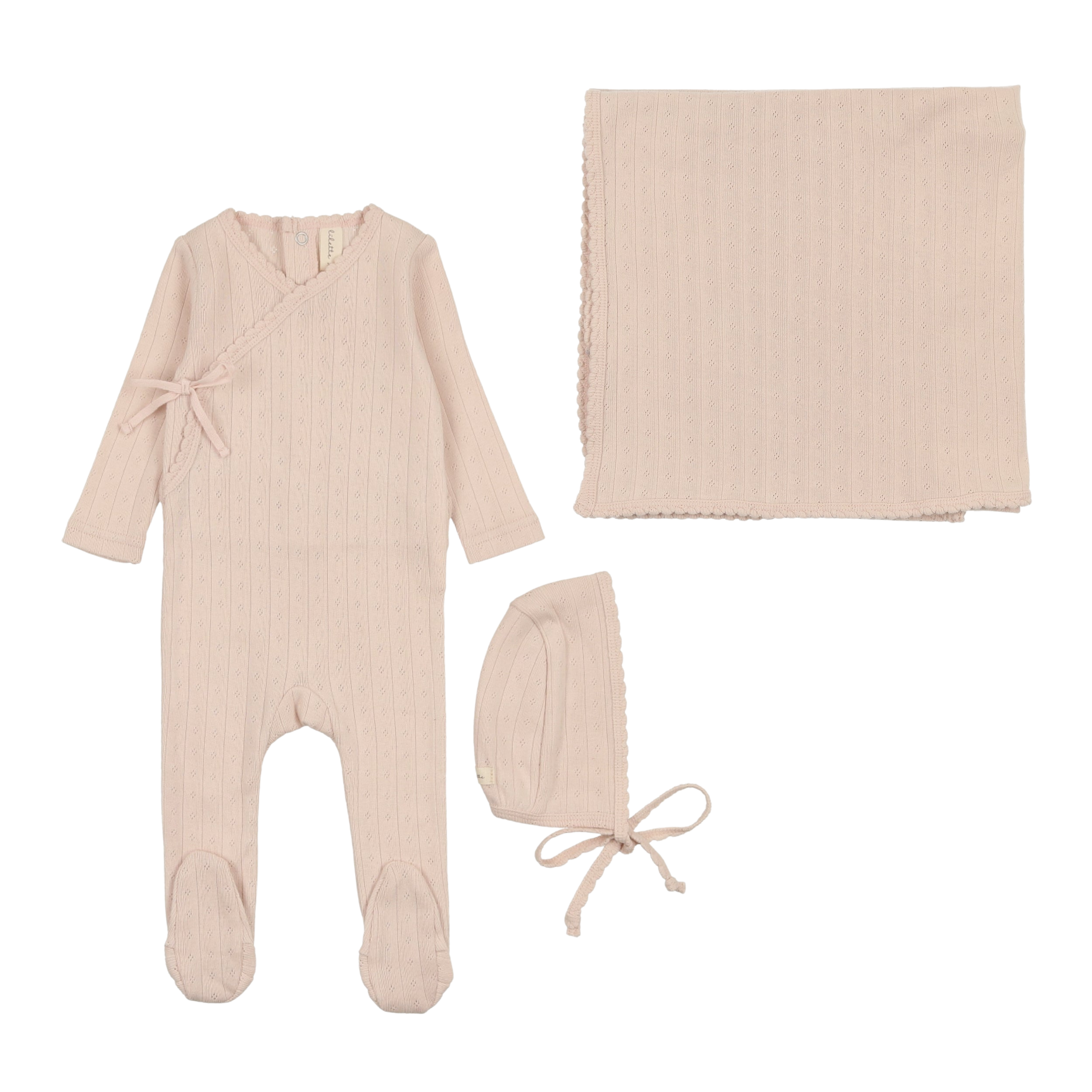 Fine Pointelle Layette Set - Petal