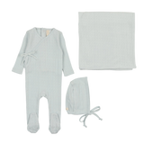 Fine Pointelle Layette Set - Sky Blue