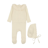 Fine Pointelle Ruffle Collar Footie Set