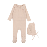 Fine Pointelle Ruffle Collar Footie Set
