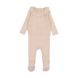 Fine Pointelle Ruffle Collar Footie