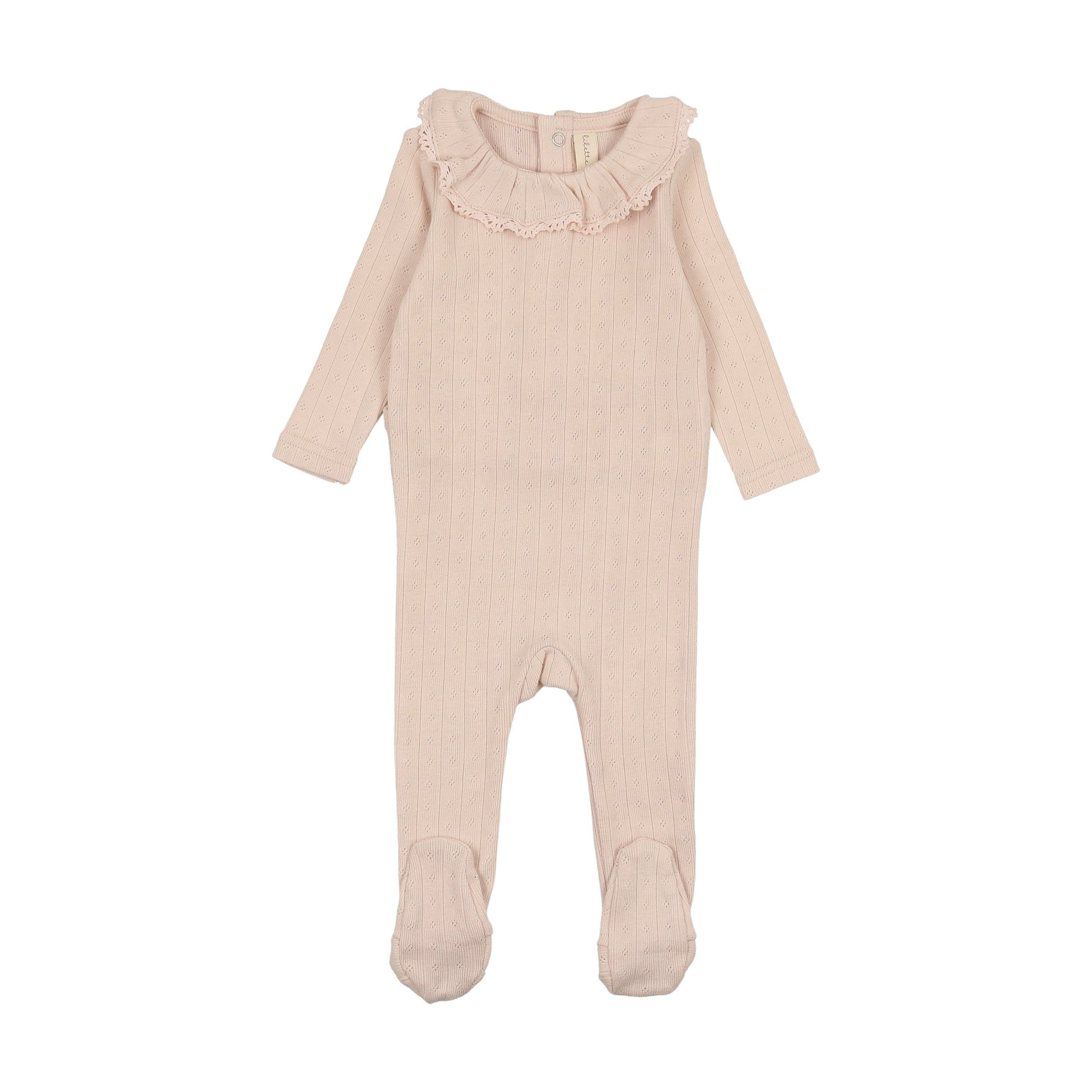 Fine Pointelle Ruffle Collar Footie