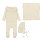 Fine Pointelle Ruffle Layette Set - Milk