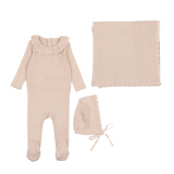 Fine Pointelle Ruffle Layette Set Petal