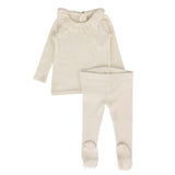 Fine Pointelle Collar Set - Cream Ruffle