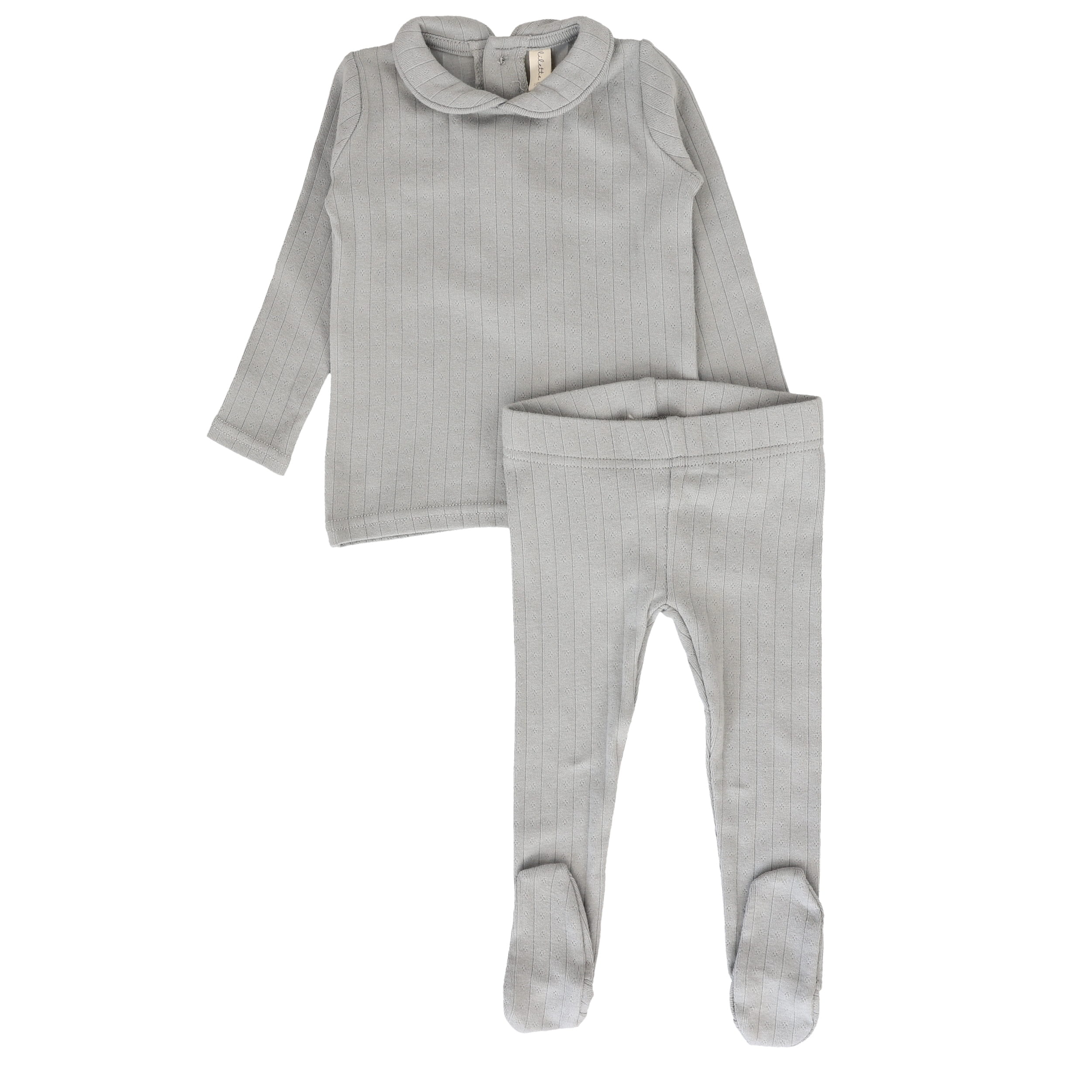 Fine Pointelle Collar Set - Light Blue Peter Pan