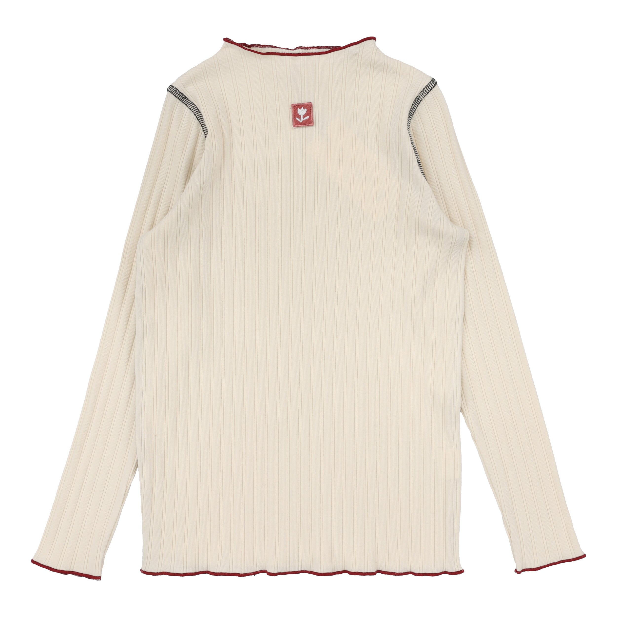 Contrast Funnel Neck-Ecru