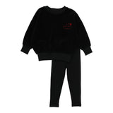 Girls Velour Sweatshirt Set-Black