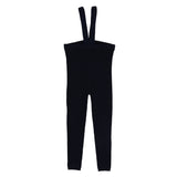 Knit Suspender Leggings - Navy