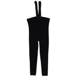 Knit Suspender Leggings - Black