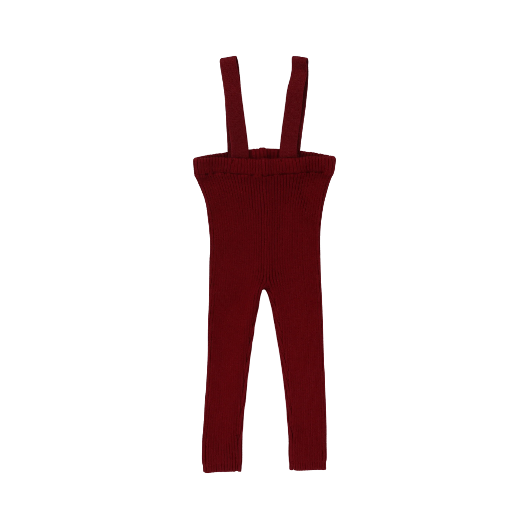 Knit Suspender Leggings - Deep Red