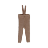 Knit Long Suspender Leggings-Dark Sand