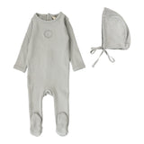 Velour Footie Set - Dusty Blue
