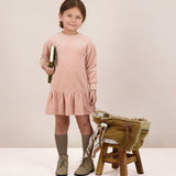 Rhinestone Velour Dress-Dusty Pink