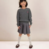 Knit V-Neck Sweater-Mid Grey