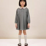 Crochet Collar Dress-Mid Grey
