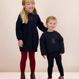 Plaid Detail Girls Sweatshirt-Navy