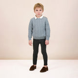 Cable Knit Sweater-Dusty Blue