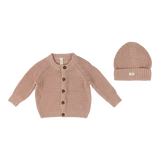Chunky Knit Cardigan with Beanie