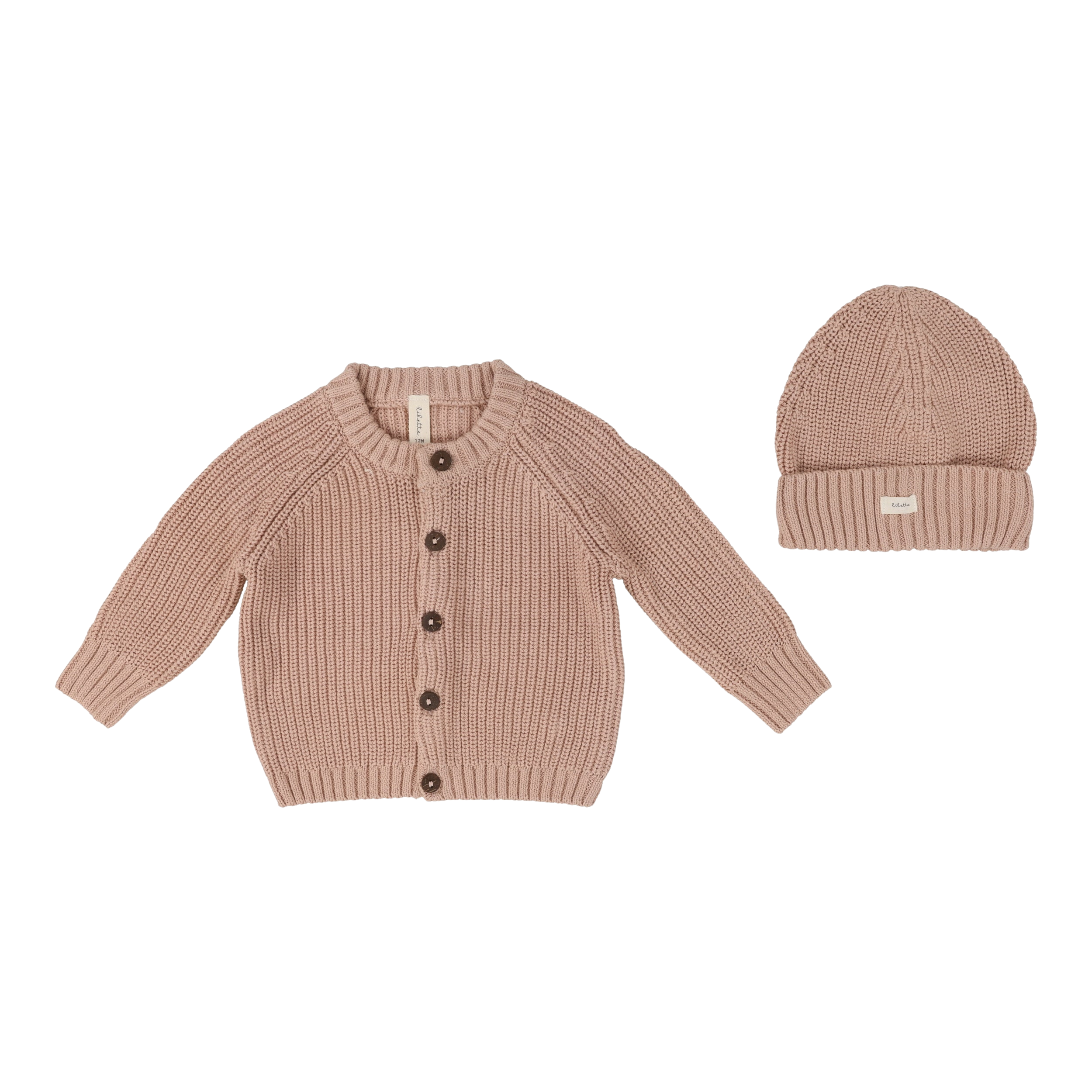 Chunky Knit Cardigan with Beanie