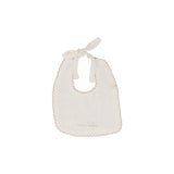 Edged Muslin Bib Winter White/ Blush