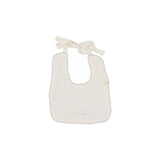 Edged Muslin Bib - Winter White / Light Blue
