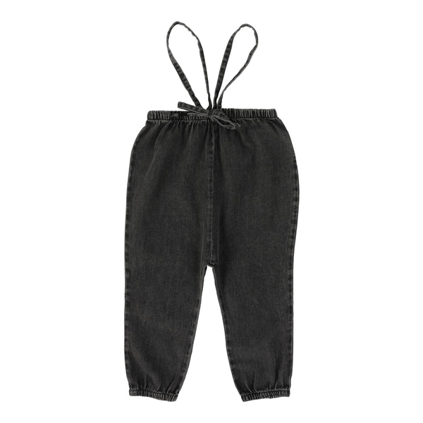Denim Suspender Pants - Stone Wash Black – Lil Legs Baby