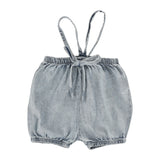Bubble Suspender Shorts - Blue Wash