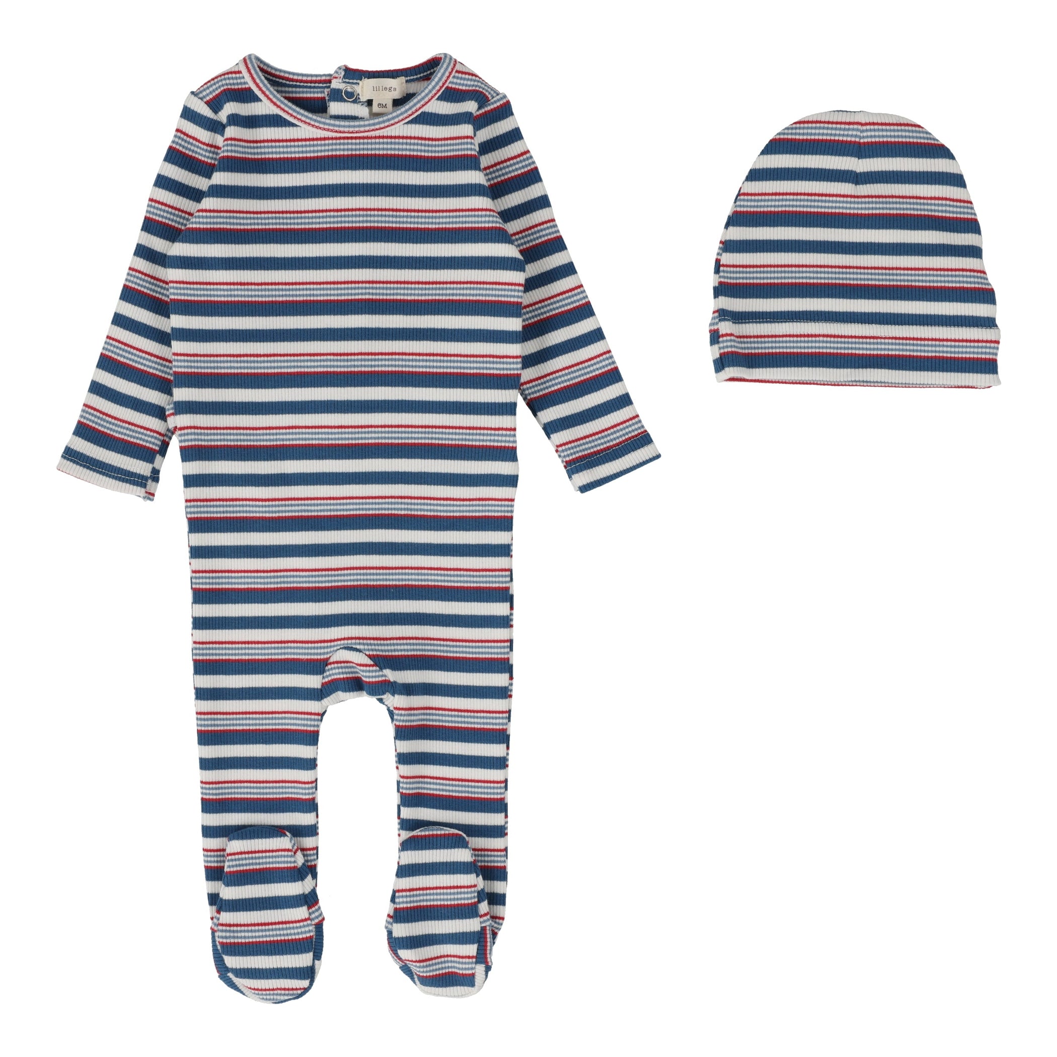 Multistripe Rib Footie with Beanie Lil Legs Baby