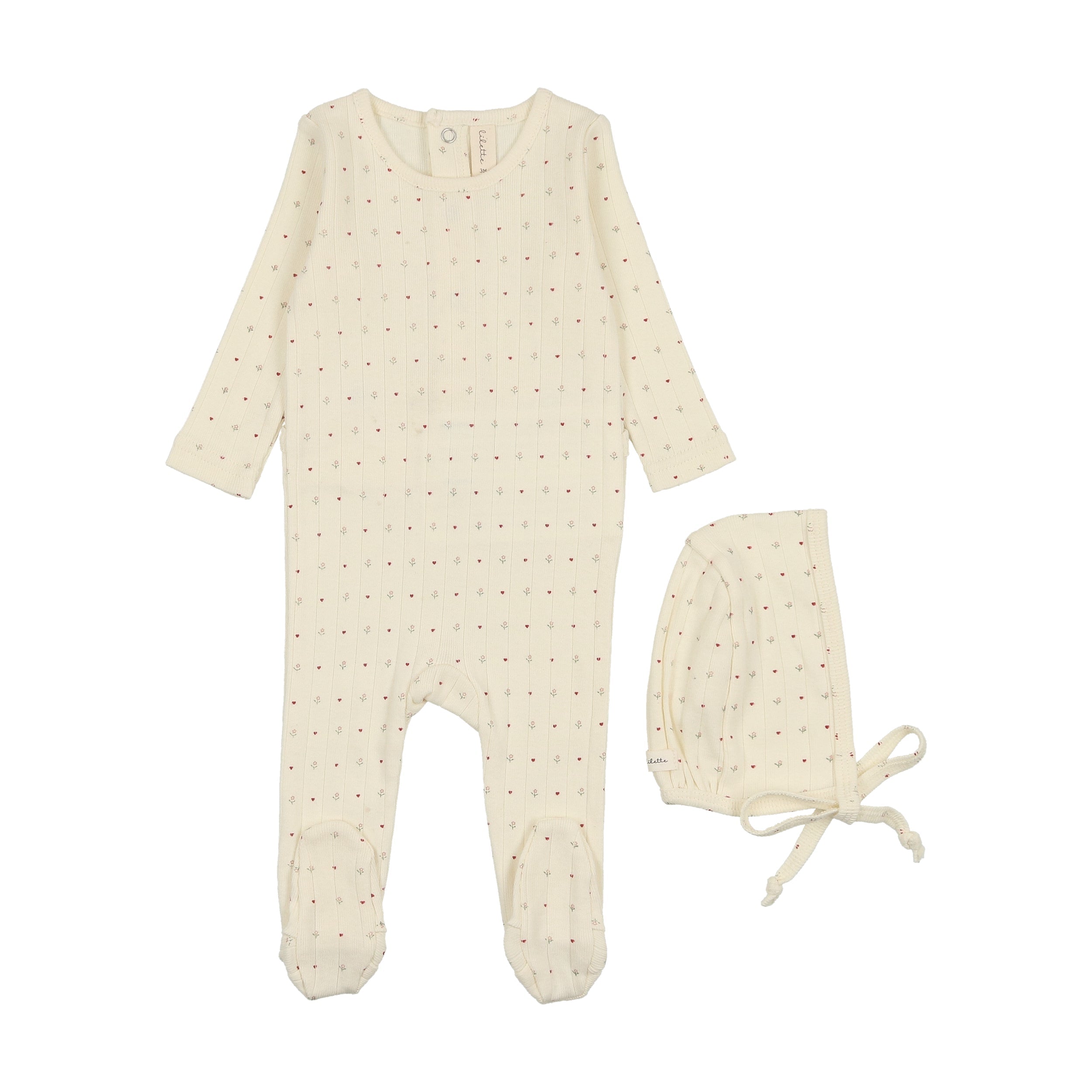 Lilette Linear Printed Footie & Bonnet - Light Blue Lilette Linear Printed Footie & Bonnet - Light Blue