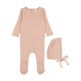 Linear Printed Footie Set - Shell Pink