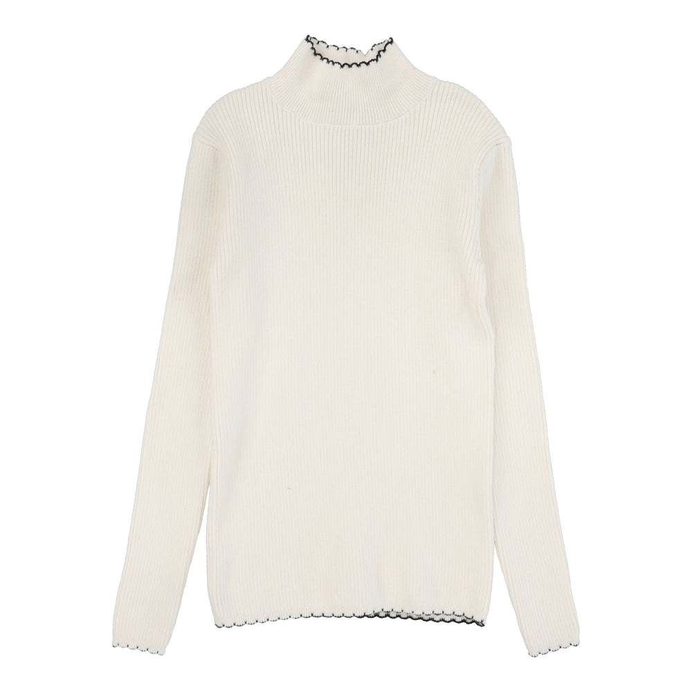 Scalloped Knit Mockneck-Cream