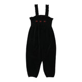 Velour Smocked Romper-Black